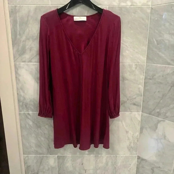 Amanda Uprichard Burgundy Julianna Long Sleeve Mini Dress Size Petite Xsmall - Picture 6 of 10